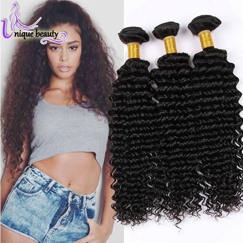 Queena Hair Products Brazilian Deep Wave Virgin Hair 100% Unprocessed Brazilian Deep Curly Virgin Hair Fast Shippping 3pcs/Lot
