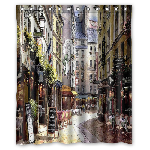 Romantic stylish art Small streets of Paris cafe fashion custom Shower Curtain Bathroom decor various sizes Free Shipping