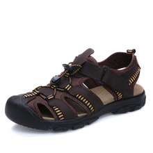 38-47 Plus Size Men Sandals Soft Leather Sandals Men Summer Style Shoes Outdoor Sport Men Shoes 2016 New US11 US12 US13
