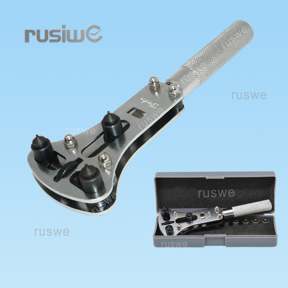 Three Prong watch Case Opener Wrench With 6 Sets of Replacement Pins