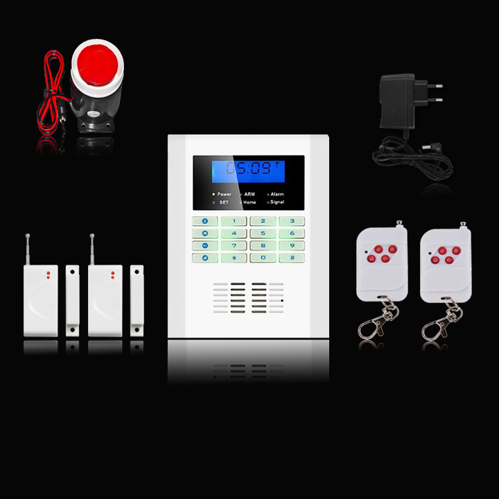 Free shipping Russion English Voice LCD GSM and PSTN Home Security Alarm system Wireless and wired