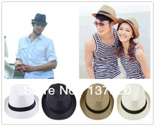 Fashion Womens Mens Unisex Fedora Trilby Gangster Cap Summer Beach Sun Straw Panama Hat Couples Lovers