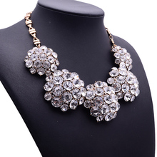 2015 New Fashion XG116 High Quality Ultra luxury Necklaces Pendants Pure Crystal Statement Necklace Crystal Flower