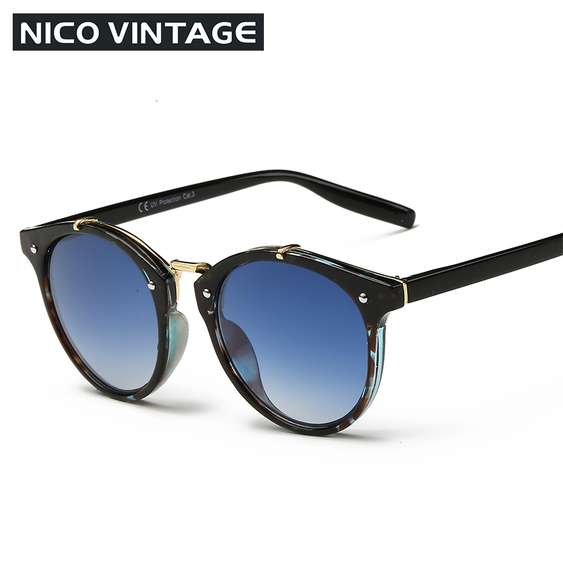 Vintage Round Sunglasses Women Fashion Designer Eyewear UV400 Gradient Female Retro Sun Glasses Brand Points Sun