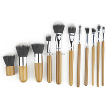 11Pcs set Wood Handle Makeup Make Up Cosmetic Eyeshadow Foundation Concealer Brush Set 