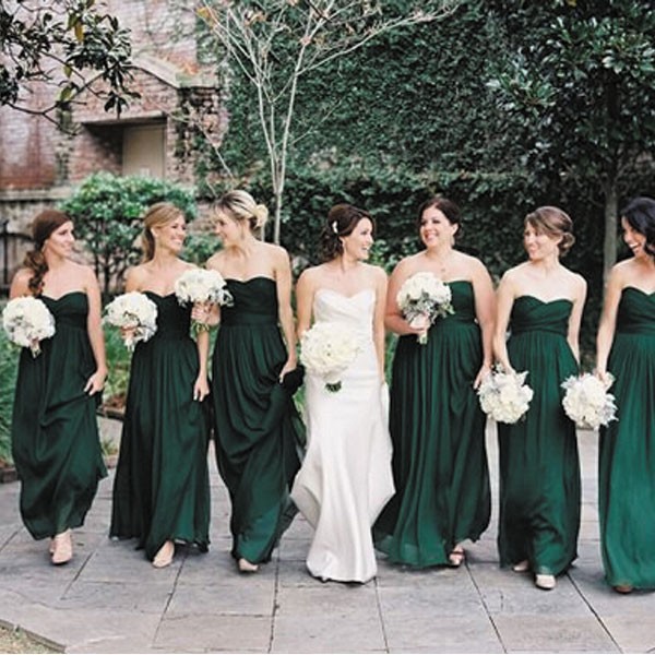 hunter green wedding dress