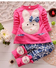 2015 new baby girls clothing set kids Cartoon long sleeve clothes suits children Girls T shirt