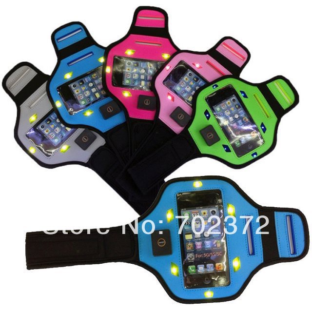 2014 New Fashion LED Waterproof Sports Running Arm band Case Workout Armband Holder Pounch For iphone 4G 4S 5 5S 5c 5G