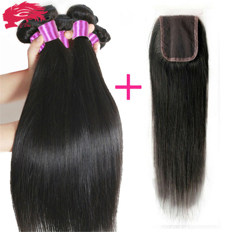 Brazilian Virgin Hair Straight with Closure Grade 7A Unprocessed Cheap Human Hair Brazilian Virgin Hair 4