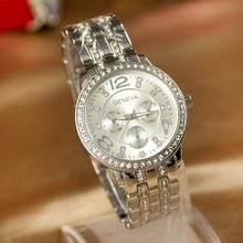 Acero inoxidable pulsera de cuarzo movimiento del reloj de moda clásico ambiente de lujo relojes de señora
