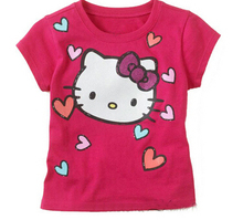 Retail New 2014 Baby Girl Cartoon Hello Kitty Short T Shirt Girl s Cotton Summer T