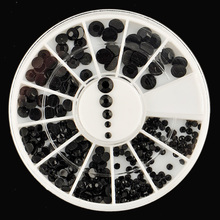 DIY 4 Sizes Black Acrylic Glitter Nail Art Tips Gems Rhinestones For Nails Decoration Stickers Free