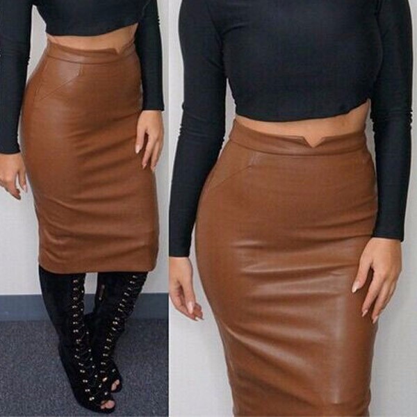 high waist leather skirt (2)