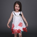 Fashion 2016 Brand Designer Lace Floral Print Clothing Flower Girls Dresses Summer Vestidos Kids Clothes Dress