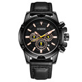 Reloj hombre Top Brand Sports Men Watch Fashion Big Dial Chronograph Leather Wrist Watch Auto Date
