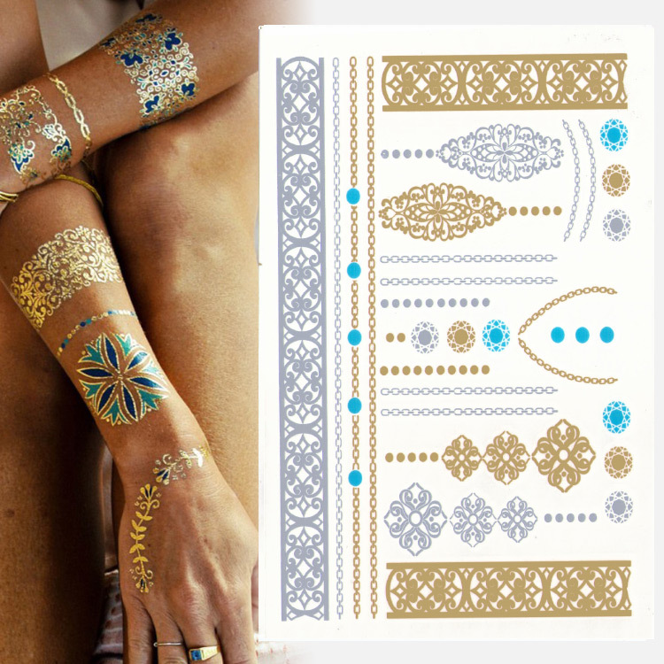 1pcs 799 designs High Quality flash tattoo sticker henna tattoo flash temporary tatto summer style gold