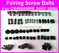 Fit bodyworks screw bolt kit for HONDA CBR600RR 2007 2008 black fairing dag screws coupling bolt