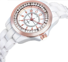 NEW 2015 Fashion Ceramic Watches Ladies Quartz Diamond watch waterproof Rhinestone Luxury women clock female elegant