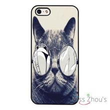 Cat in Sun Glasses Funny back skins mobile cellphone cases cover for iphone 4/4s 5/5s 5c SE 6/6s plus ipod touch 4/5/6