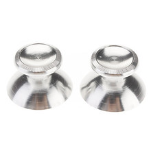 2pcs Silver Replacement Aluminum Alloy 3D Joystick Rocker Mushroom Shell Caps for Xbox360 Controller