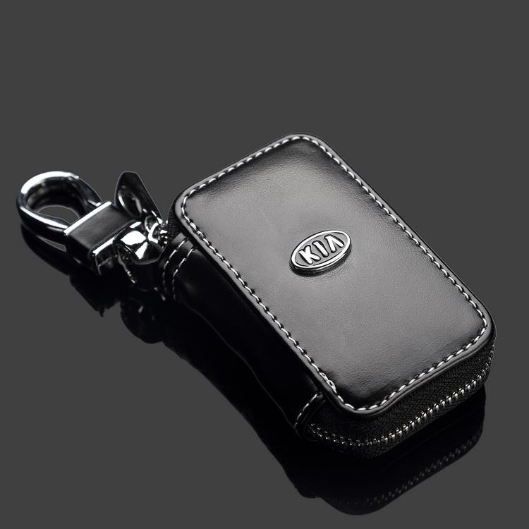 New Black Car Leather Car Key Chain Key Case Key Bag Key Holder For Kia Soul Cerato Sportage Rio Sorento Carens Carnival K2 K3 (2)