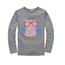 60pcs/lot Grey Owl Girls T-shirts for Children