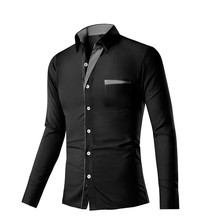 New Mens Dress Shirts Patchwork Men’s Long Sleeve Shirt Slim Fit 11Colors Shirt High Grade Design Camisa M-4XL chemise homme