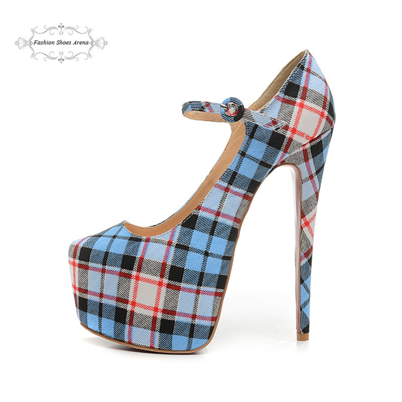 plaid womens heels