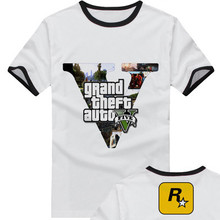 new 2015 free shipping adolescent Grand Theft Auto GTA 5 sitcoms man men male sports short-sleeve T-shirt