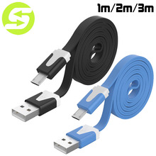 Cell phone 1M Colorful Noodle Flat Cable V8 Micro USB Data Charger Cable For Samsung S6 s5 Xiaomi Micro USB Cable.Free Shipping!
