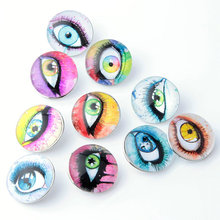 20pcs/lot 18mm Snaps Round Glass Mix Colors Eye Pattern Snaps Jewelry Charm Button For DIY Bracelet Necklace Charms Snaps TZ36