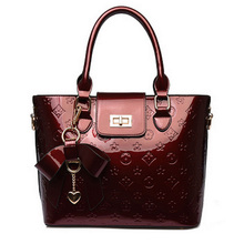 Women Genuine Leather Handbags Fashion Patent Embossing Shoulder Bag Ladies Luxury Leather Message Bags Black Red Bolsa Feminina