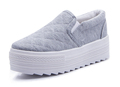 4 8cm Thick Soles Muffin Canvas Shoes Women Platform Shoes Fashion Casual Loafers white Flat Shoes