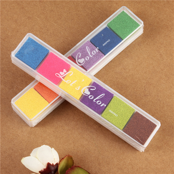 6 colors Cute Inkpad Craft Oil Based DIY Ink Pad for Rubber Stamps for Fabric Paper