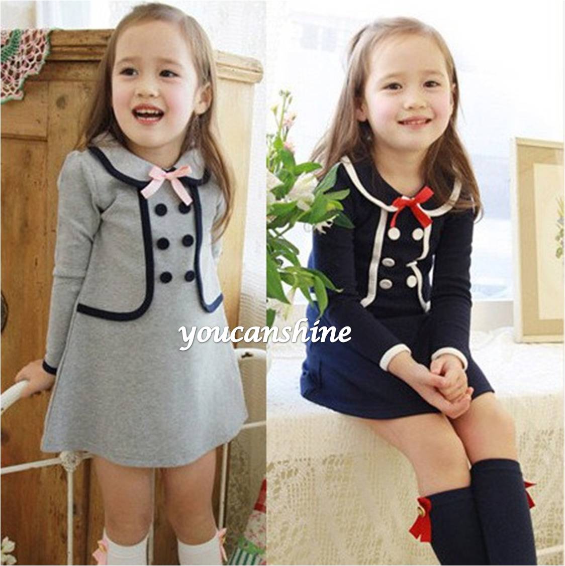 Uniforms for toddlers girls Product Description Girl's pieced dress with ribbed knit vest, woven sleeves and collar, and.