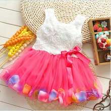 2016 New Stylish Kids Toddler Girls 3-7 Y Princess Dress Sleeveless Polka Dots Bowknot Dress! 5 color Top quality