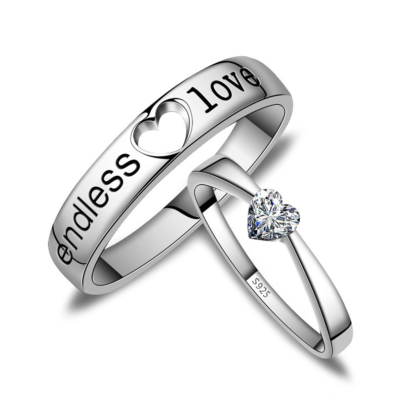 Couples-Promise-Rings-CZ-Diamond-Heart-Wedding-Ring-Endless-Love ...