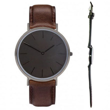 all black color watch genuine leather relojes straps Japanese quartz movement black hours