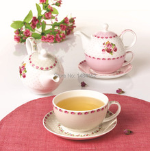 Gift Set Creative Korean Style Rose Pattern Bone China Ceramic Tea and Coffee Set Teapot Cup