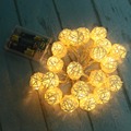 2 2M 20 LED Warm White Rattan Ball LED String Lighting Holiday Christmas Wedding Party Curtain