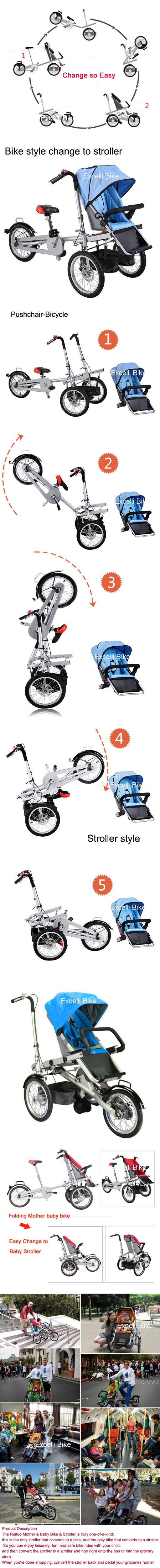 H02-adding logo-Taga Pushchair-Bicycle Folding Taga Bike 16inch Mother Baby Stroller Bike baby stroller 3 in 1 Convertible Stroller Carriage stroller