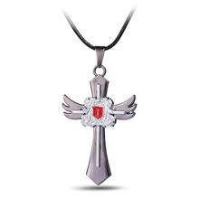 Hot Anime Japan tutor HITMAN REBORN series cross necklace Alloy jewelry fashion cross wings Anime pendant