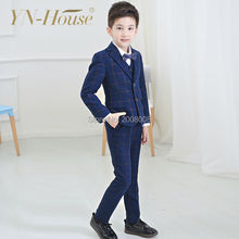 2016 New Design Boys Attire Sets and Suits Boys Formal Suit Navy Chequer Wedding Flower Boy Flower girl Boy Suits with Pants