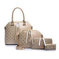 New Free Shipping Double Zipper Four Pieces Tote Bag Party Leather Pu Women Bag Leather Brown