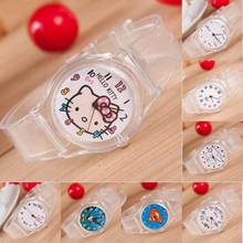 Cute Lovely Cartoon Hello Kitty Superman Clear Plastic Fashion Wristwatches Watch Clock for Women Girls Female Student Children