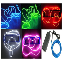5M Flexible Neon LED Light Glow EL Wire String Strip Rope Tube Car Dance Party Controller