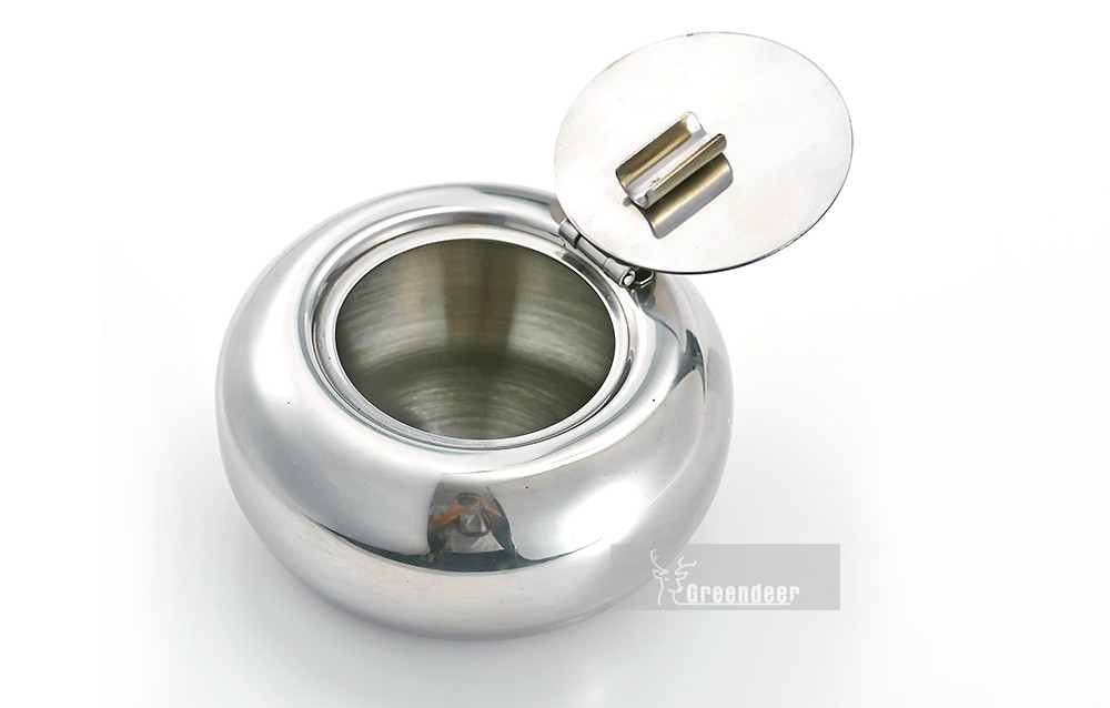 Stainless Steel Drum Shape with Lid Ashtray with Cover Ashtray Car Ashtray Cigarette Cigar Smoking Smoke Ash Tray Windproof-J13342-P2