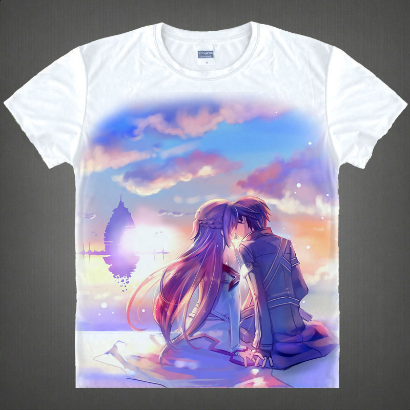 Sword Art Online T shirts kawaii Japanese Anime tshirt Manga Shirt Cute Cartoon Kirito Kazuto Cosplay