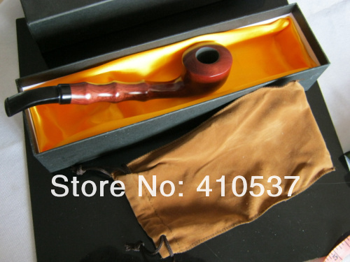 Free shipping real rose wood long fiammato Fashion Wooden pipe Tobacco Smoking Pipe with cloth bag
