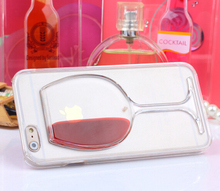 Hot sale Red Wine Cup Liquid Transparent Case Cover For Apple iPhone 6 6 Plus 5